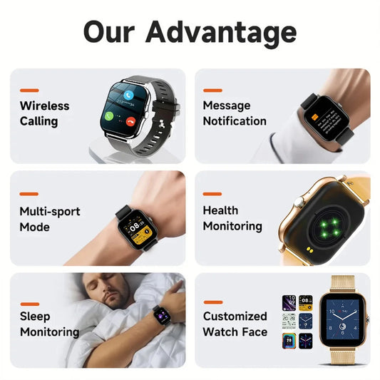 Smart Watch For Men Women Gift Full Touch Screen Sport Fitness Watches BT Call Digital Smartwatch Wristwatch 2024 New